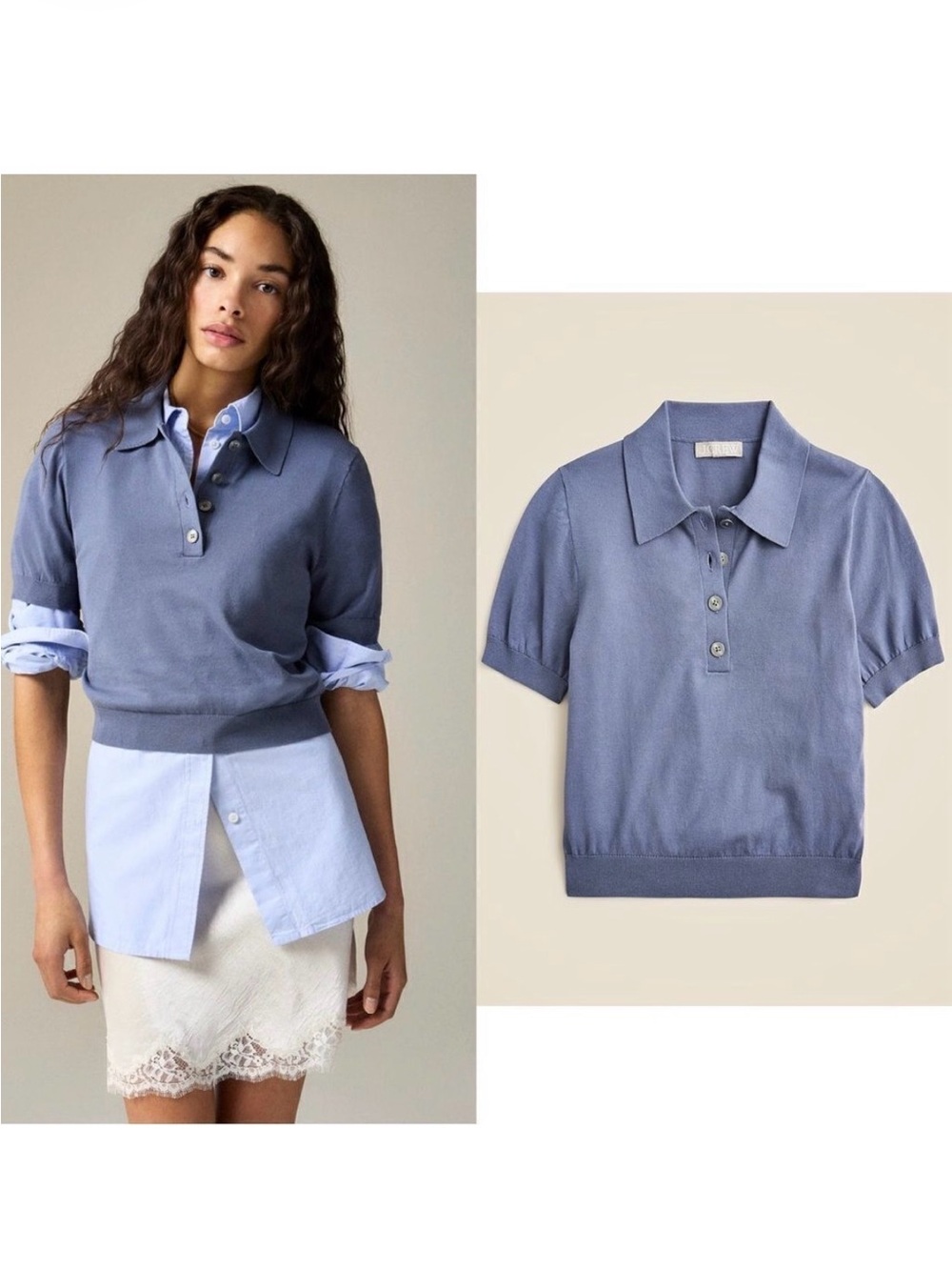 J. Crew Short Sleeve Sweater-polo in premium Ultra Fine Cotton (Extra Small) XS